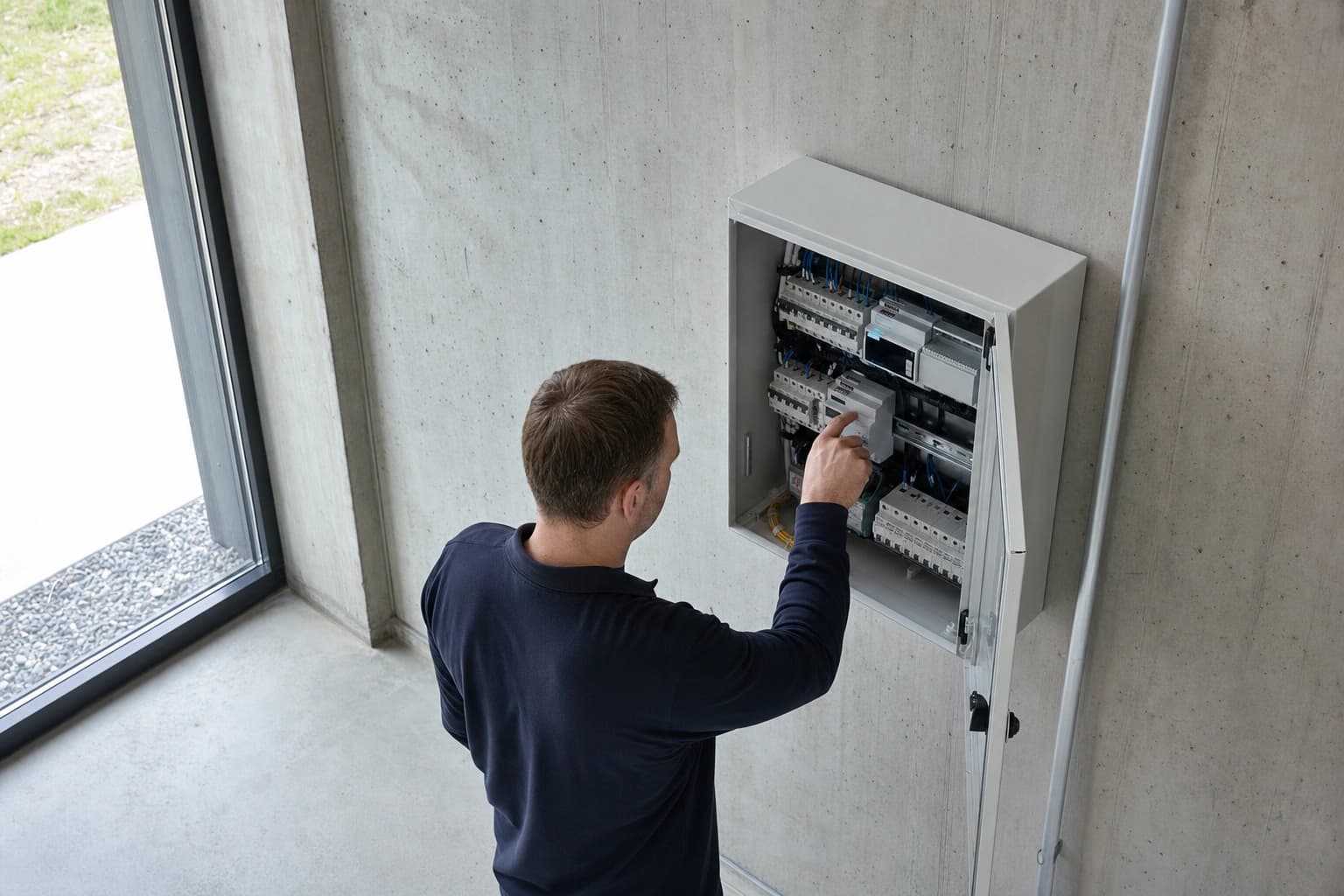 Stromverteilerschrank mit Lastmanagement-Modul in einem Depot