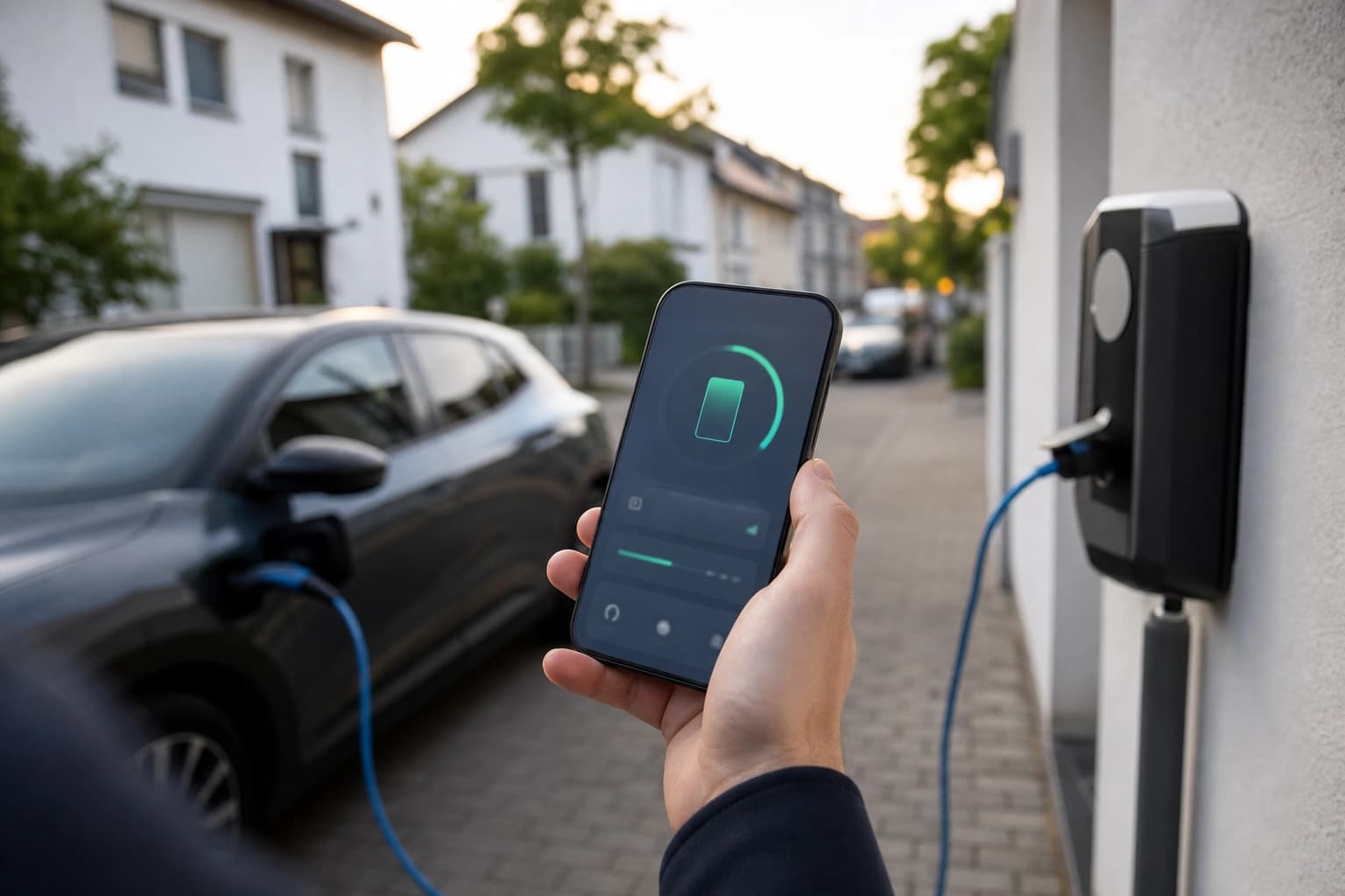 Nahaufnahme einer Ladeapp auf dem Smartphone